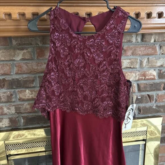 vintage steppin out dress Burgundy Satin Look Size 11/12 NOS See Measurements - Picture 2 of 10